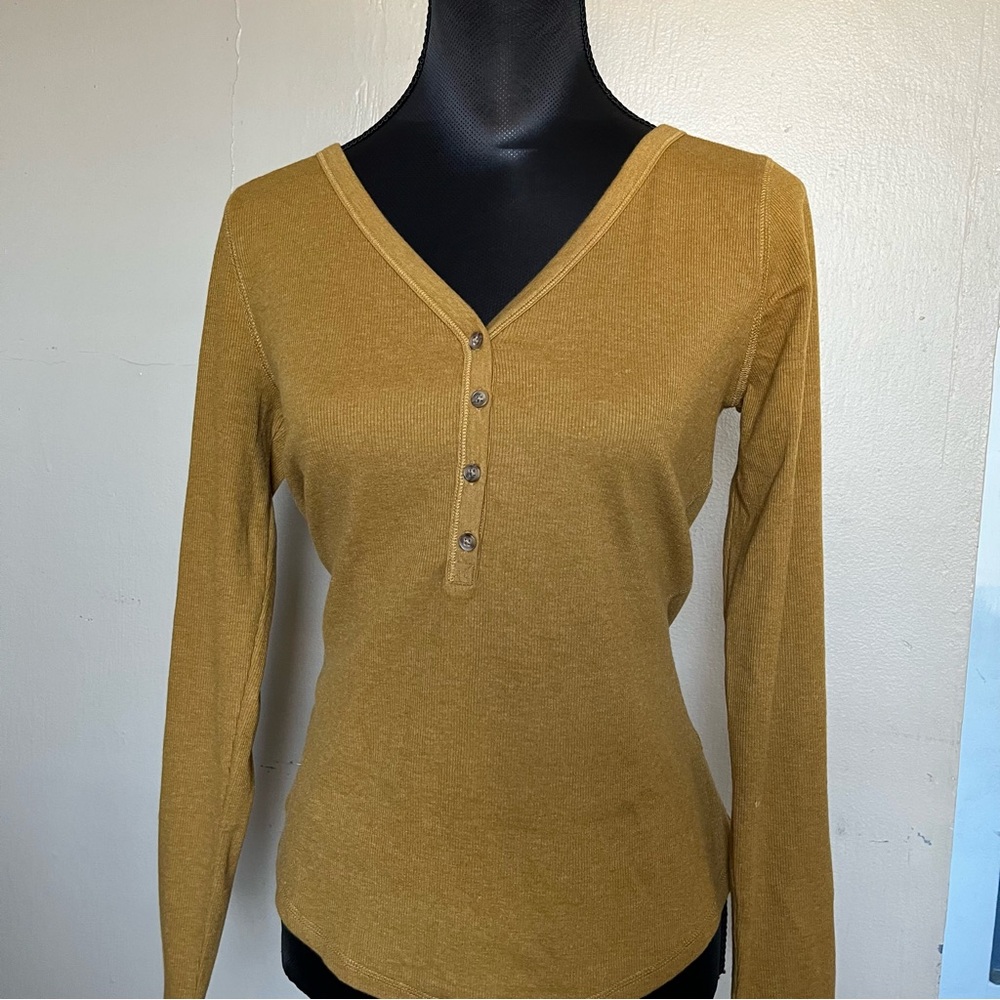 Old Navy mustard yellow slim fit henleny long sleeve